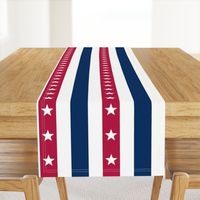 USA Flag Colors of Red, White and Blue with Stars in Alternating 2 Inch Vertical Stripes