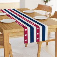 USA Flag Colors of Red, White and Blue with Stars in Alternating 2 Inch Vertical Stripes