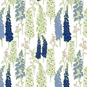 May Flowers Light Navy & Pink