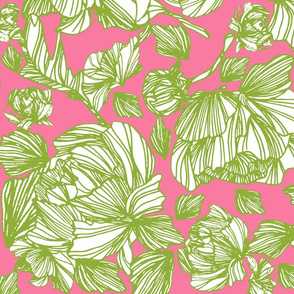 Vacation Fleurs in Watermelon Pink & Green