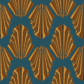 Art Deco - Metallic Bronze + Dark Teal Blue