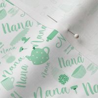  Nana Grandmother Grandma Hygge Kitchen Vector Motifs and Symbols in Mint on White