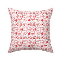 Nana Grandmother Grandma Hygge Kitchen Vector Motifs and Symbols in Fireball Red on White