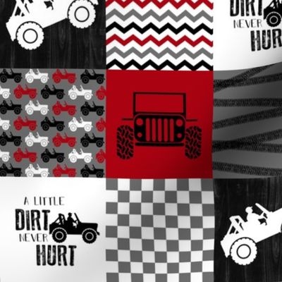 3 inch Jeep //Red - Wholecloth Cheater Quilt