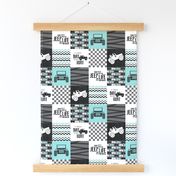 3 inch Jeep//Aqua - Wholecloth Cheater Quilt