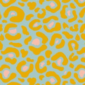 Golden yellow and dusty blue cheetah print