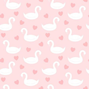 White Swans on Pink - Small