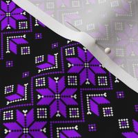 Wellspring - Star Alatyr - Ethno Ukrainian Traditional Pattern - Slavic Symbol - Small - Purple White on Black