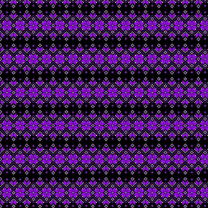 Wellspring - Star Alatyr - Ethno Ukrainian Traditional Pattern - Slavic Symbol - Small - Purple White on Black