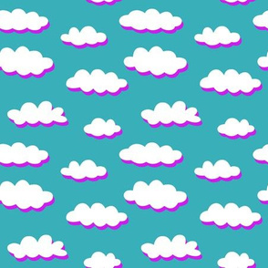 Magenta Clouds on Teal - Small