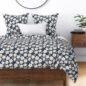 Aloha summer blossom tropical flower island vibes hawaii print navy blue white beige neutral