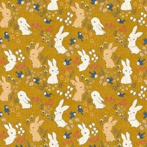 Vintage Bunnies {Gold Straw} - mini scale