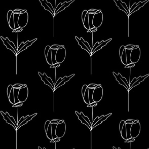 Sketchy Roses - Black and White