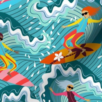 surfer girls ocean splash // tiny scale