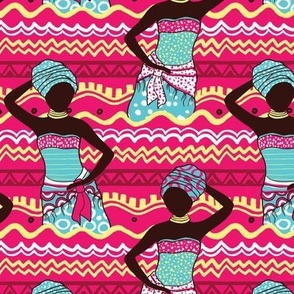 African american women dancing tribal Africa
