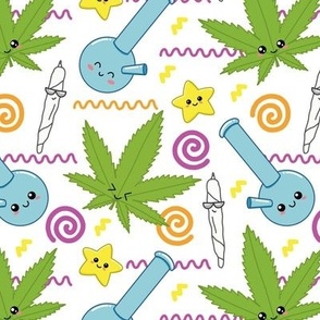 Cute kawaii cannabis white