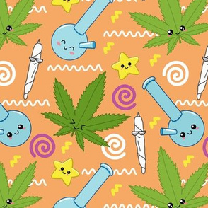 Cute kawaii cannabis orange