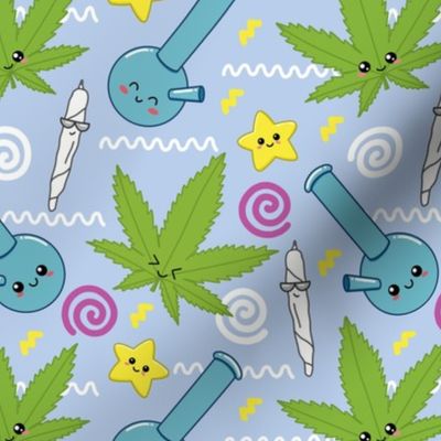 Cute kawaii cannabis blue