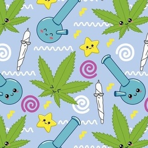 Cute kawaii cannabis blue