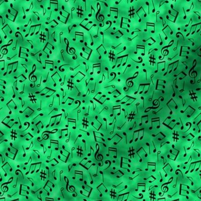 scattered music notes green small scale