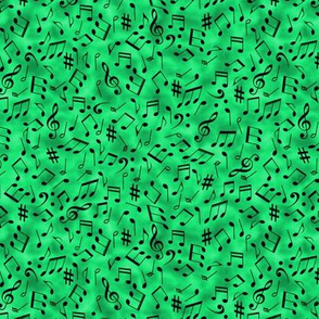 scattered music notes green small scale