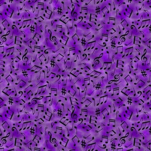 scattered music notes purple small scale