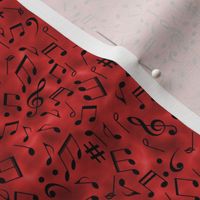 scattered music notes red small scale