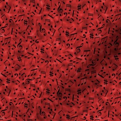 scattered music notes red small scale