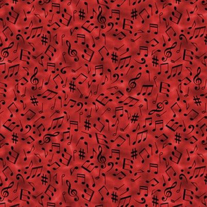 scattered music notes red small scale