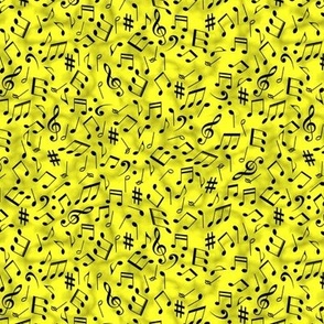 scattered music notes yellow small scale