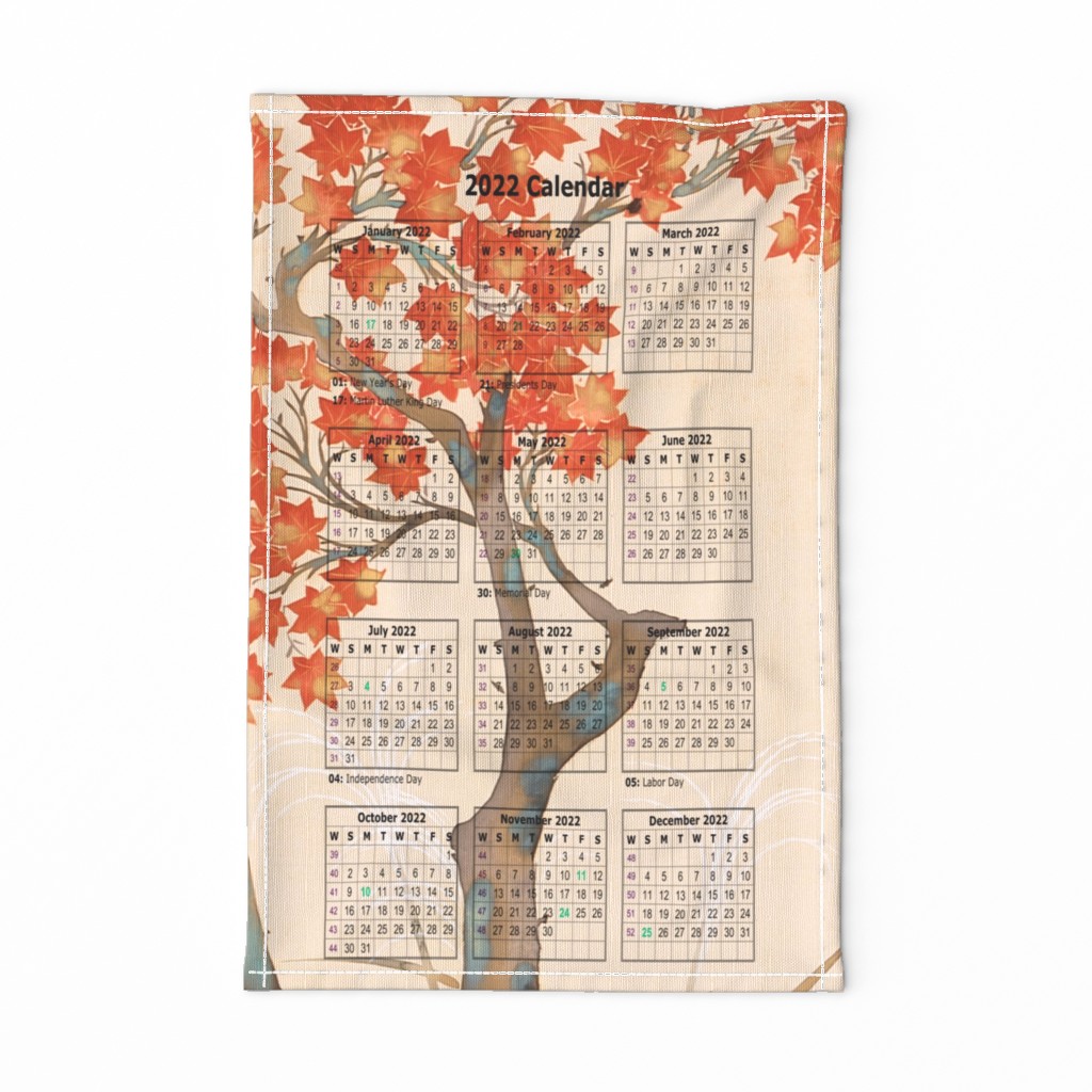2022 Tea towel Calendar - Autumn Tea Towel | Spoonflower
