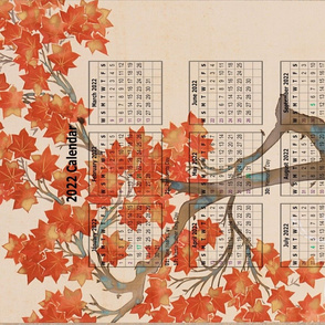 2022 Tea towel  Calendar - Autumn Leaves
