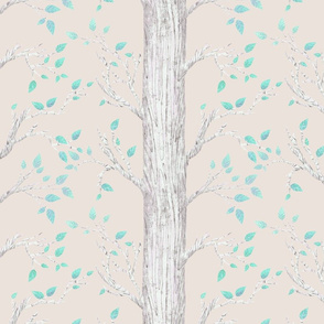 Forest Tree Large Scale Nude Sand Wallpaper for Nursery, Kids Room, Babies