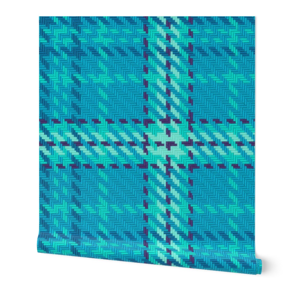 Paths Crossing Roads Plaid in Sky Blue and Mint