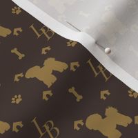 Louis Bichon Frise Luxury Dog Smaller Pattern in Tan on Brown