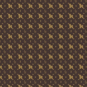 Louis Bichon Frise Luxury Dog Smaller Pattern in Tan on Brown