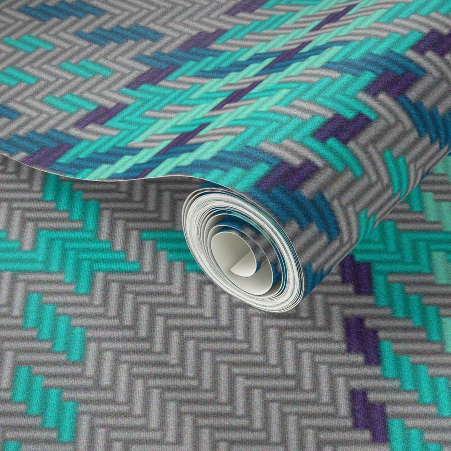 Paths Crossing Roads Plaid in Gray Mint and Slate Blue