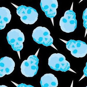 skull cotton candy - blue on black - LAD21