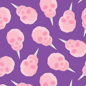 skull cotton candy - pink on purple - LAD21