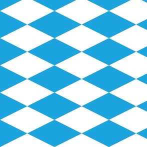 Oktoberfest Bavarian Blue and White Large Diagonal Diamond Pattern Side to Side