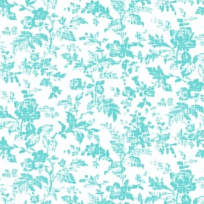 chintz ikat  Floral ANANDA Blue turquoise toile