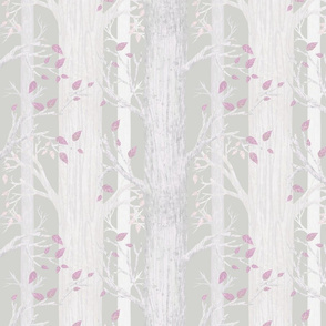 Forest Trees Large Scale Wallpaper Grey and Pink