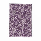 Chintz DISHA jacobeanPURPLE BEIGE  toile