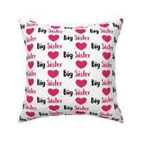 big Sister pink heart - 1 inches tall