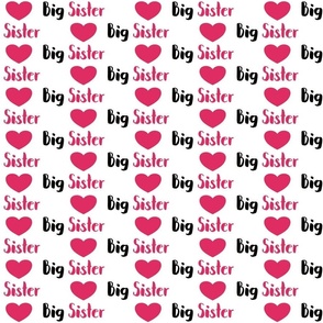 big Sister pink heart - 1 inches tall