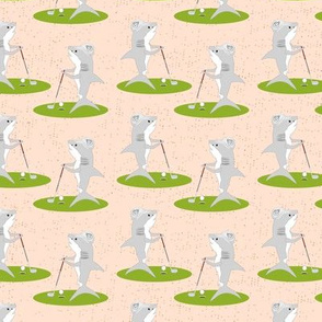 Shark Golfing Pale Background