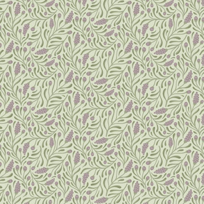 Lavender Pattern- Green Background