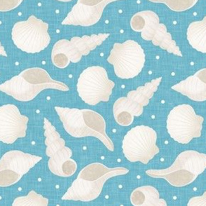 Seashells - beach blue - beach summer fabric - LAD21