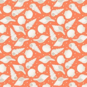 (small scale) Seashells - orange - beach summer fabric - LAD21