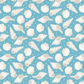 (small scale) Seashells - beach blue - beach summer fabric - LAD21